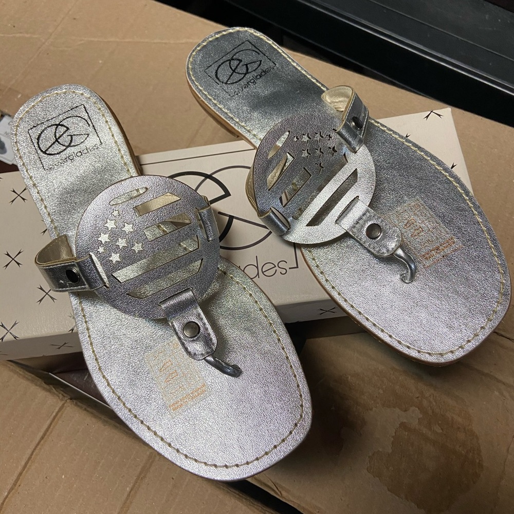 Silver Sandals Flag Sandals Metallic Sandals usa